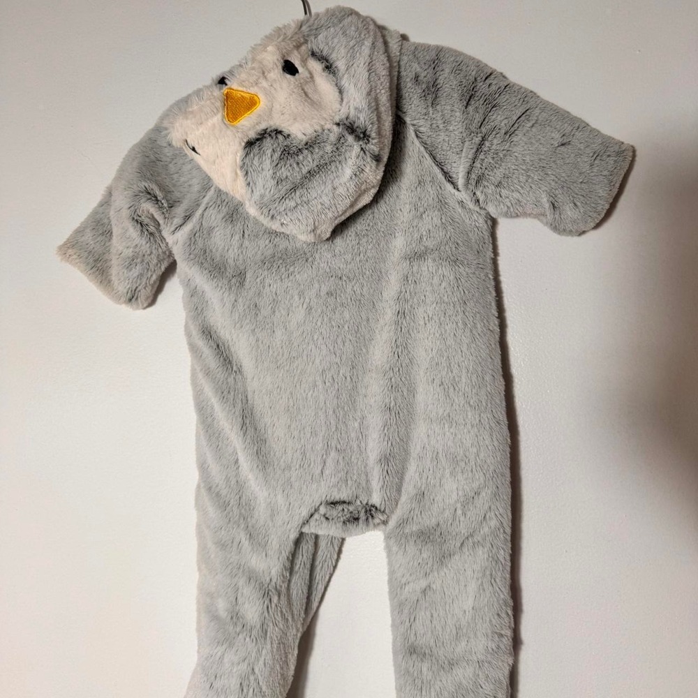 Minoti Baby unisex gray penguin Fuzzy Snowsuit Size 3-6 Months - Picture 3 of 6